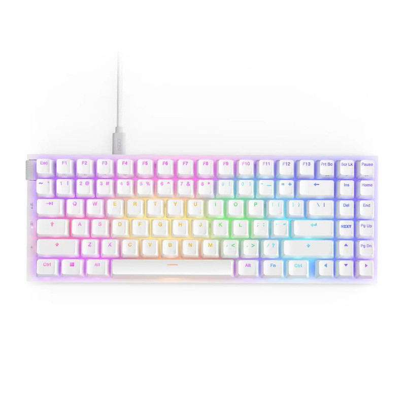 NZXT Function 2 MiniTKL RGB Wired Mechanical Gaming Keyboard - Matte White - لوحة مفاتيح